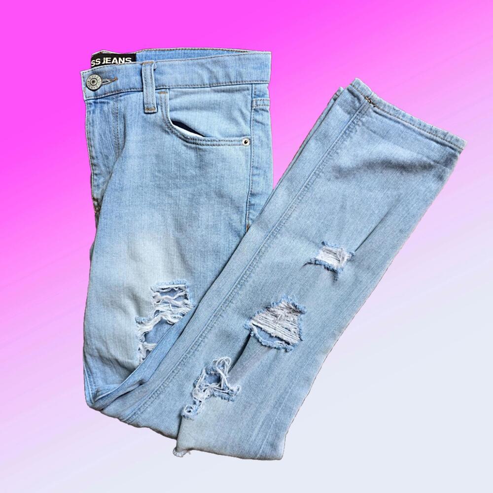 Express Ripped  Distressed Denim Light Blue Jeans